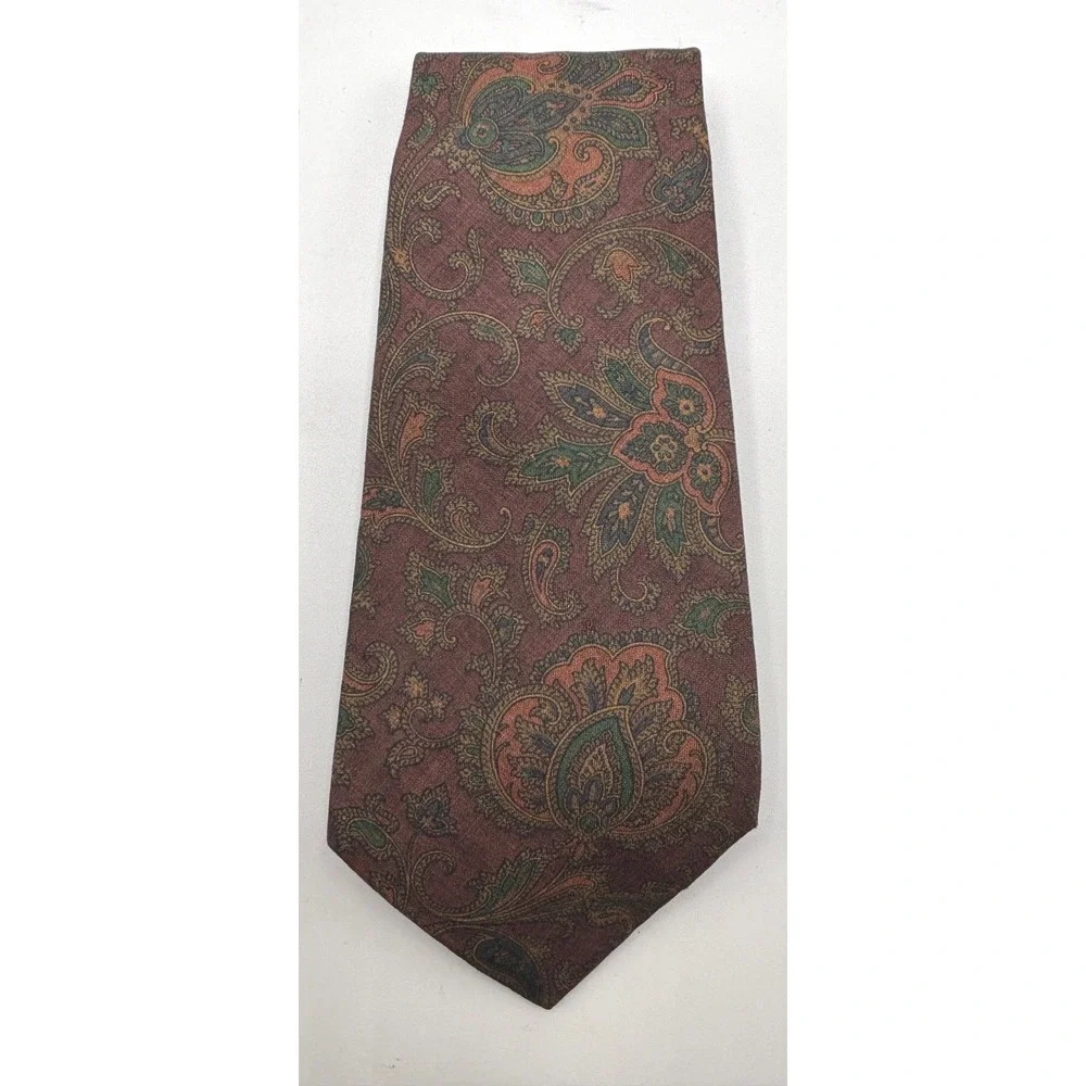 Colours by Alexander Julian Men's Silk Paisley Tie Burgundy Green Made in Italy